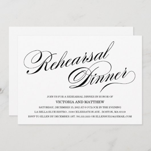 ZIJSCRIPT | REHEARSAL DINER INVITATION KAART (Voorkant / Achterkant)