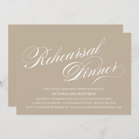 ZIJSCRIPT | REHEARSAL DINER INVITATION KAART (Voorkant / Achterkant)
