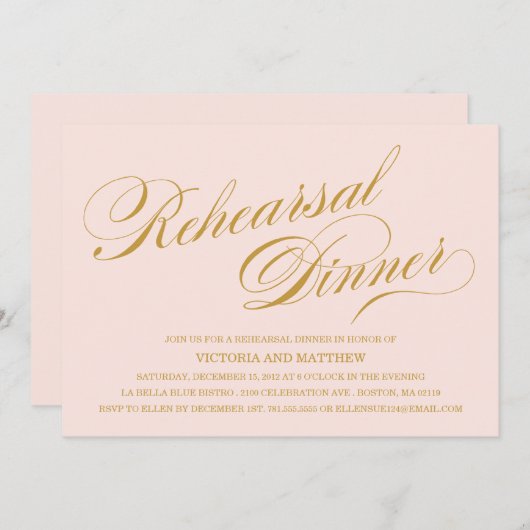 ZIJSCRIPT | REHEARSAL DINER INVITATION KAART (Voorkant / Achterkant)