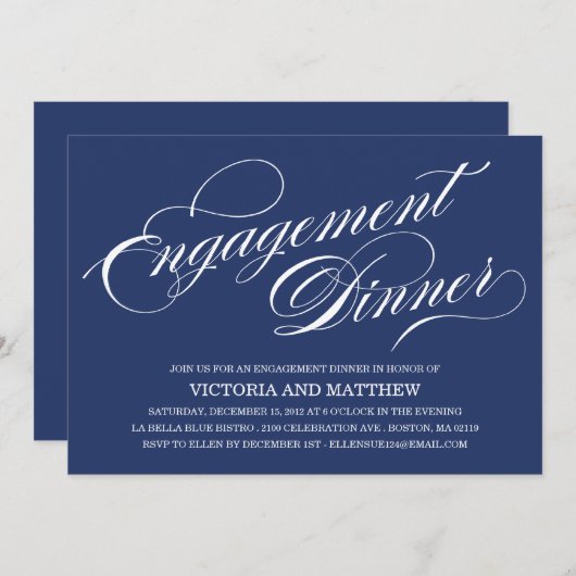 ZIJSCRIPT | VERLOVING-DINERINVITATIE KAART (Voorkant / Achterkant)