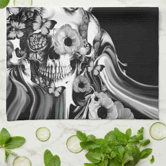 Zijstap, psychedelische rookschedel theedoek (Gevouwen)