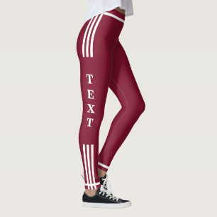 Zijstreep Rode Leggings Aangepaste tekst en kleur