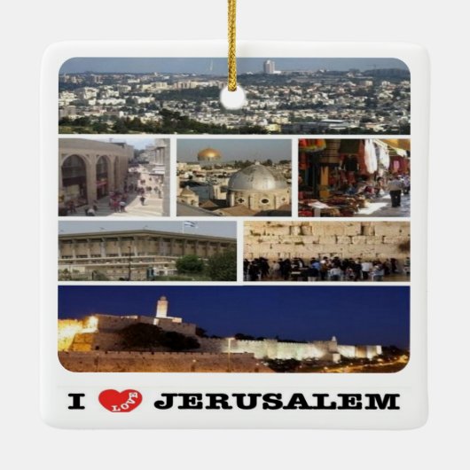 zIL003 i love JERUSALEM Israel Middle East Keramisch Ornament (Achterkant)
