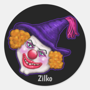 Zilko de Creepy Clown   Halloween Fun Ronde Sticker