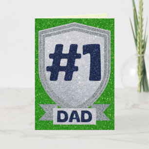 Zilver #1 Pap Vaderdag Glitter Kaart