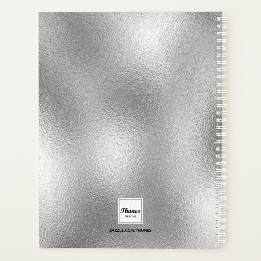 Zilver aangepaste foto script monogram 2025 planner (Achterkant)