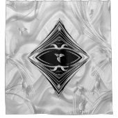 Zilver Abstracte bloemen op zijde en kunst Douchegordijn (Voorkant)