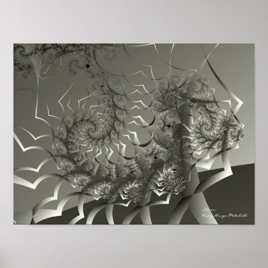 Zilver Abstracte kunst Poster (Voorkant)