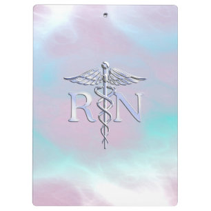 Zilver als RN Caduceus Medical Moeder Pearl Klembord