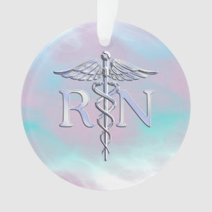 Zilver als RN Caduceus Medical Moeder Pearl Ornament