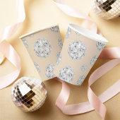 Zilver & Beige Retro Disco Ball Vrijgezellenfeest Papieren Bekers