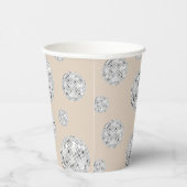 Zilver & Beige Retro Disco Ball Vrijgezellenfeest Papieren Bekers (Rechts)