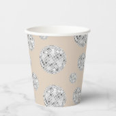 Zilver & Beige Retro Disco Ball Vrijgezellenfeest Papieren Bekers (Voorkant)