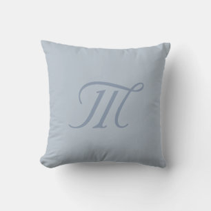 Zilver Blauw Grijs Chic Kalmerend Monogram Kussen