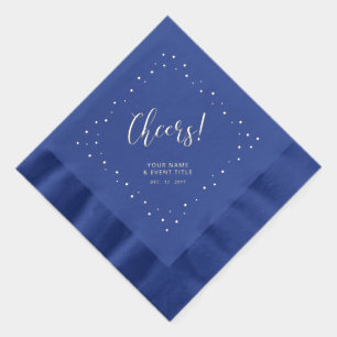 Zilver & Blauw   Proost Confetti Persoonlijk Feest Folie Servetten