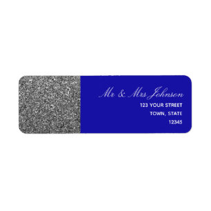 Zilver Blauw Retouradreslabel Etiket