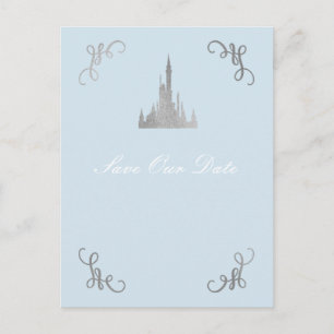 Zilver & Blauw Storybook Prinses Save the Date Briefkaart