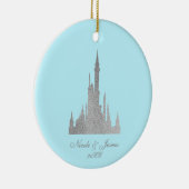 Zilver & Blauw Verhalenboek Prinses Gepersonalisee Keramisch Ornament (Rechts)