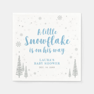 Zilver & Blauwe Winter Wonderland Sneeuw Baby Show Servet