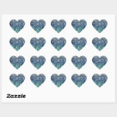 Zilver Blauwgroen Blauw Glitter Look Hart Sticker (Vel)