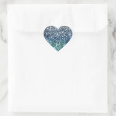 Zilver Blauwgroen Blauw Glitter Look Hart Sticker (Tas)