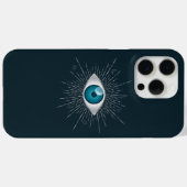 Zilver & Blauwgroen Blauw Mystic Aqua Evil Eye Naz Case-Mate iPhone Case (Achterkant (horizontaal))