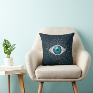 Zilver & Blauwgroen Blauw Mystic Aqua Evil Eye Naz Kussen