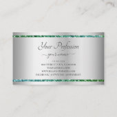 Zilver Blauwgroen gradiënteffect Glitter Spark Sta Visitekaartje (Achterkant)