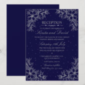 Zilver  Bloemen Bruiloft Receptie Kaart (Voorkant / Achterkant)