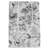 Zilver Bloemen en kolibrie Medium Cadeauzakje (Achterkant)