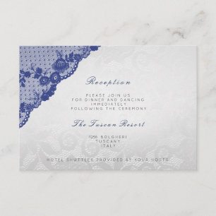 Zilver Blue Navy Lace Vip Weddenschappen Reception Kaart
