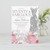 Zilver & Blush Roze 70e Verjaardagsfeestje Kaart (Staand voorkant)
