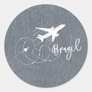 Zilver Brazilië Paspoort Ronde Sticker