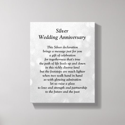 Zilver Bruiloft Jubileum Canvas (Voorkant)