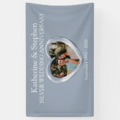 Zilver Bruiloft jubileum hart foto banner (Verticaal)