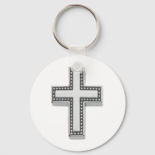 Zilver Christelijk kruis/Pasen Sleutelhanger