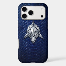 Zilver Chrome Geometrische Haai Blauwe Python iPho