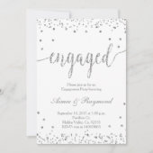 Zilver Confetti Engagement Party - Uitnodiging (Voorkant)