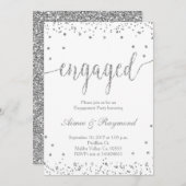 Zilver Confetti Engagement Party - Uitnodiging (Voorkant / Achterkant)