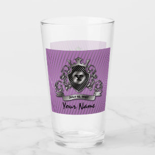 Zilver Custom Elegant Monogram Ontwerp Glas