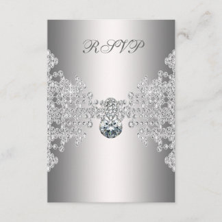 Zilver Diamanten Witte Sweet Sixteen Verjaardag RS RSVP Kaartje
