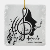 Zilver Dirigent Cadeau Muzieknoten Kerstmis Keramisch Ornament (Achterkant)