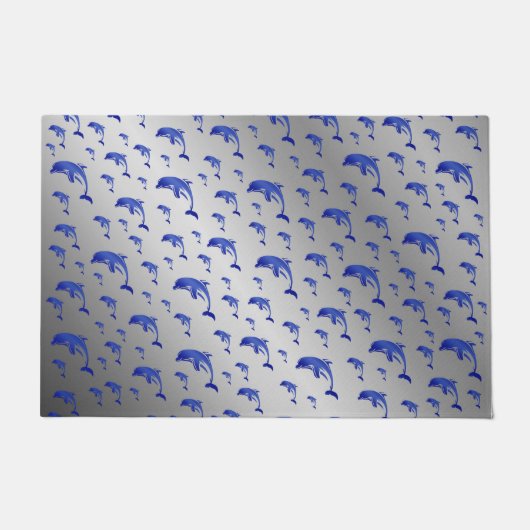 zilver, dolfijn, vis, natuur, aquatisch, design; deurmat (Voorkant)