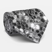 Zilver donkere sprankelingen glitter zwart en wit stropdas (Opgerold)