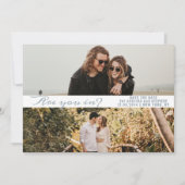Zilver Eenvoudig Script Twee Fotogalerij QR CODE Save The Date (Voorkant)