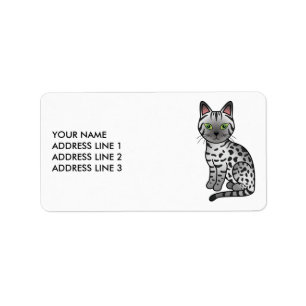 Zilver Egyptische Mau Lieve Kat & Aangepaste Tekst Etiket