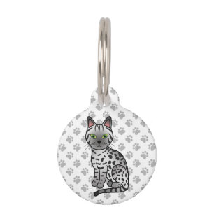 Zilver Egyptische Mau Schattige Cartoon Kat & Huis Huisdierpenning