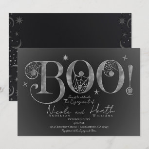 Zilver Elegant BOO Magische Halloween Verlovingsri Kaart