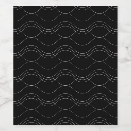 Zilver, elegant, cool, modern, eenvoudig golvend p wijn etiket (Enkel label)