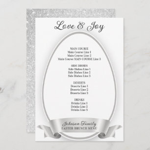 Zilver Elegant Eenvoudig Paasei Brunch Diner Menu